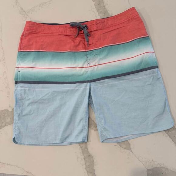 Goodfellow & Co™ Board Shorts Swim Trunks Men’s 40 Blue/Red Striped Tie Front - Picture 1 of 6